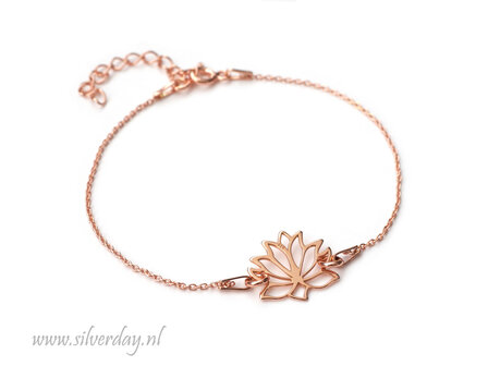 Sterling Zilveren Armband- Lotusbloem Rose Verguld