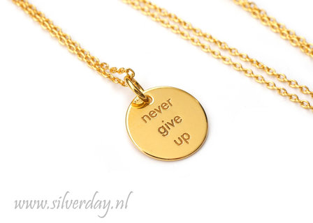 Sterling Zilveren Ketting- &quot;Never Give Up&quot; Verguld